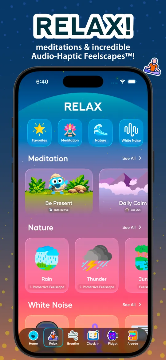 Relax with meditations and audio-haptic Feelscapes