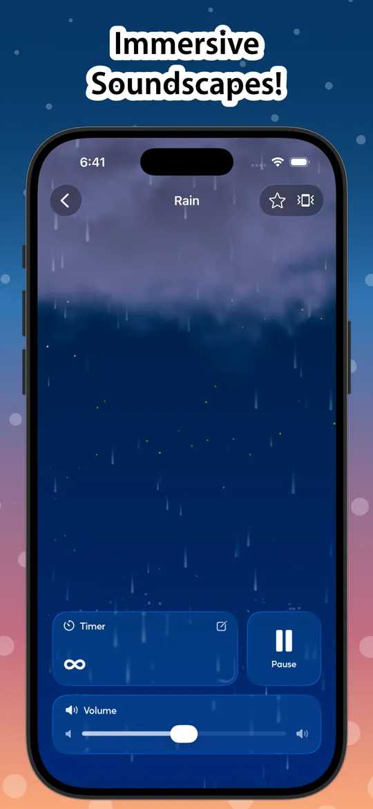 Immersive rain soundscape with a sleep timer